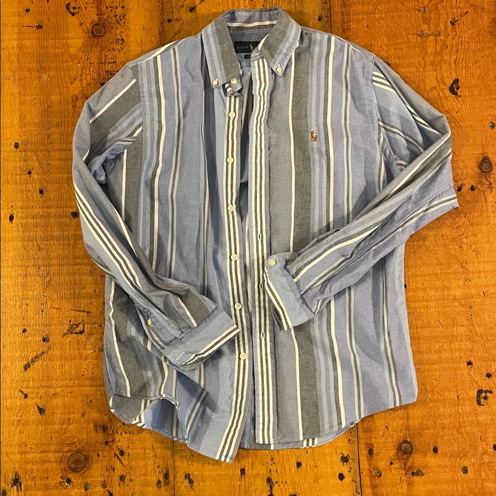 Ralph Lauren Blue Striped Button-Up Shirt